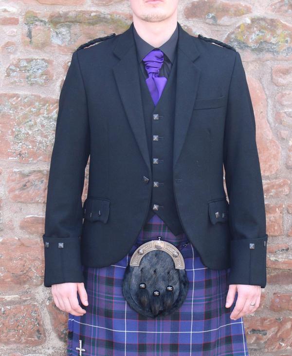 Black Button Argyll Jacket & Vest - Anderson Kilts